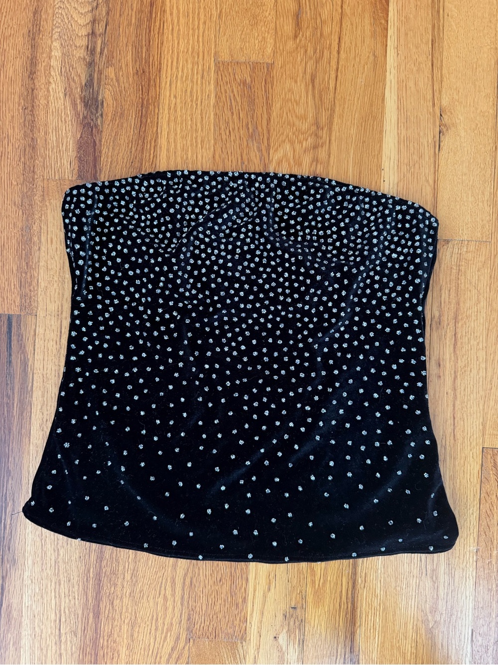 Y2K Weissman Black Velvet Tube Top with Sequins